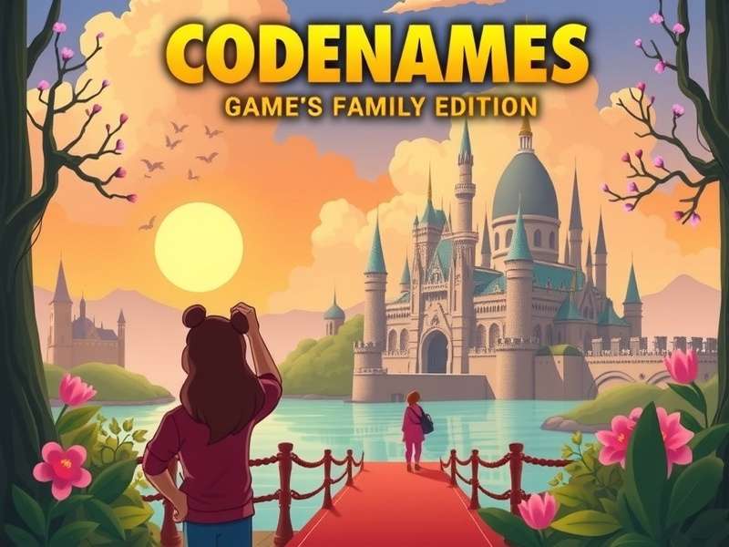 Codenames Disney Family Edition box and cards on table with Disney characters