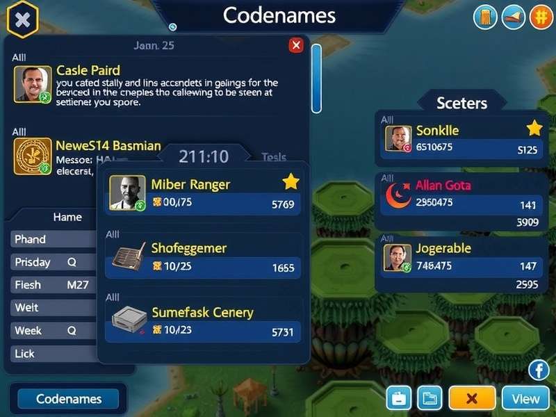 Codenames board game setup with word cards and key card