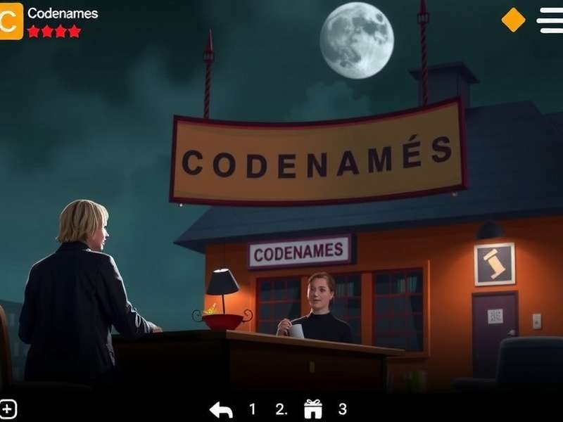 A tactical view of a Codenames Pictures game board showing colorful, abstract image cards arranged in a grid