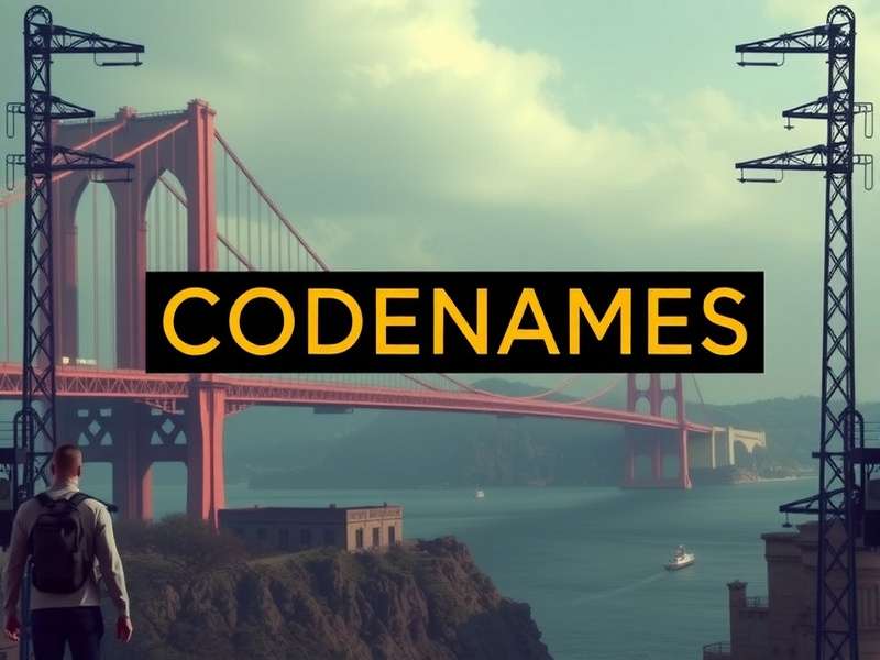 Codenames game board with cards and players