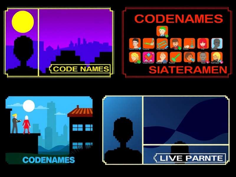 A comprehensive collection of all Codenames board game boxes and editions laid out on a table