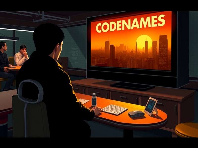 Group of friends playing Codenames at a table