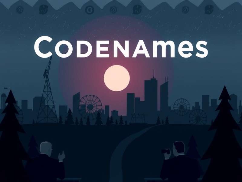 Codenames board game setup showing word cards, key card, and timer