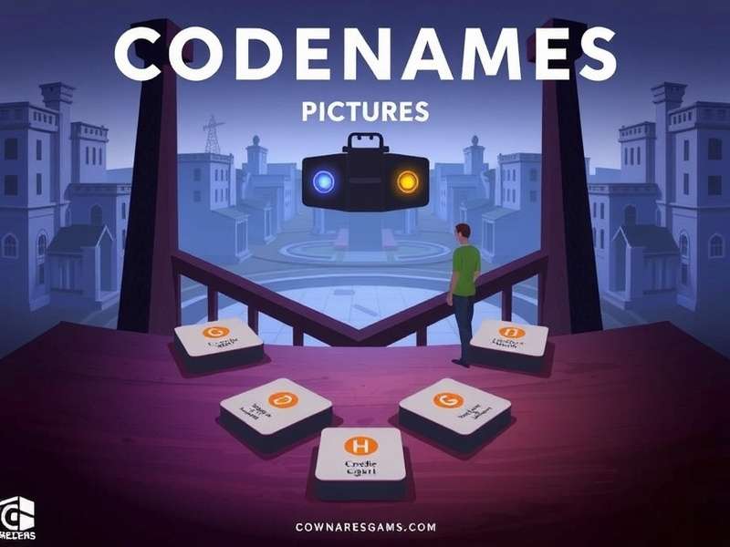 Codenames Pictures board game layout with colorful picture cards