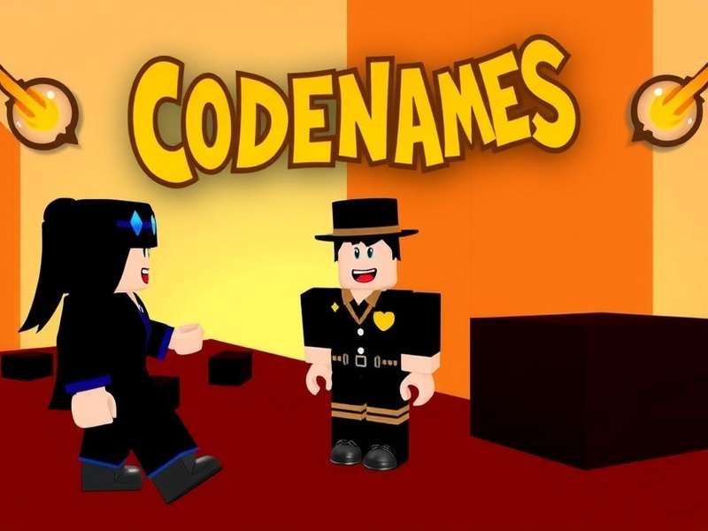 Codenames game board on Roblox showing word grid and team colors