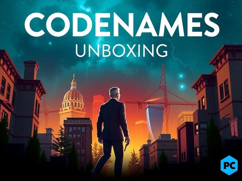 Codenames board game box and components laid out on a table