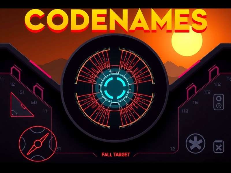 A strategic overhead view of a Codenames game board with red and blue agent cards, a key card, and a timer