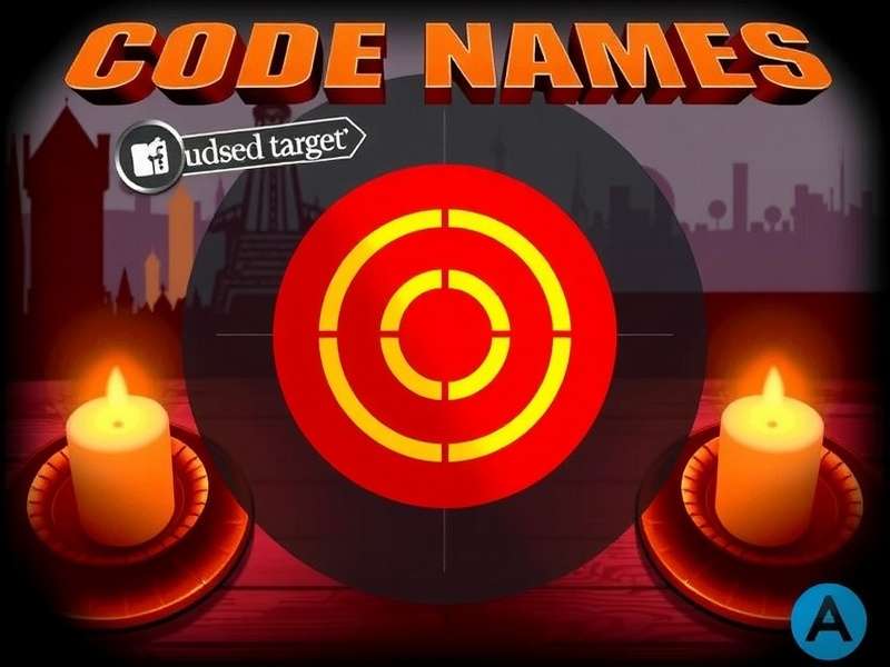 Codenames board game setup showing target cards and word grid