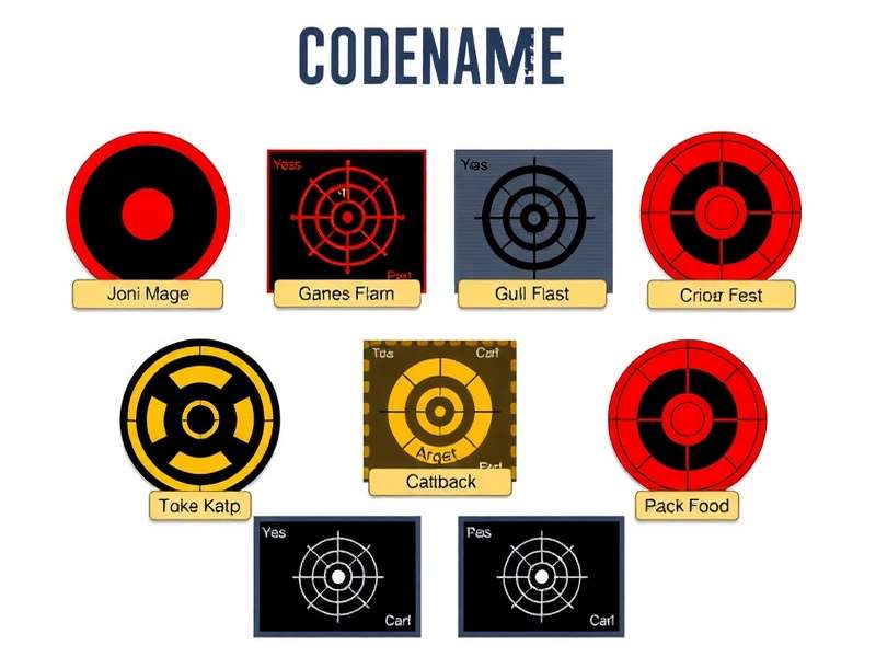 Codenames game board with spy cards and target markers