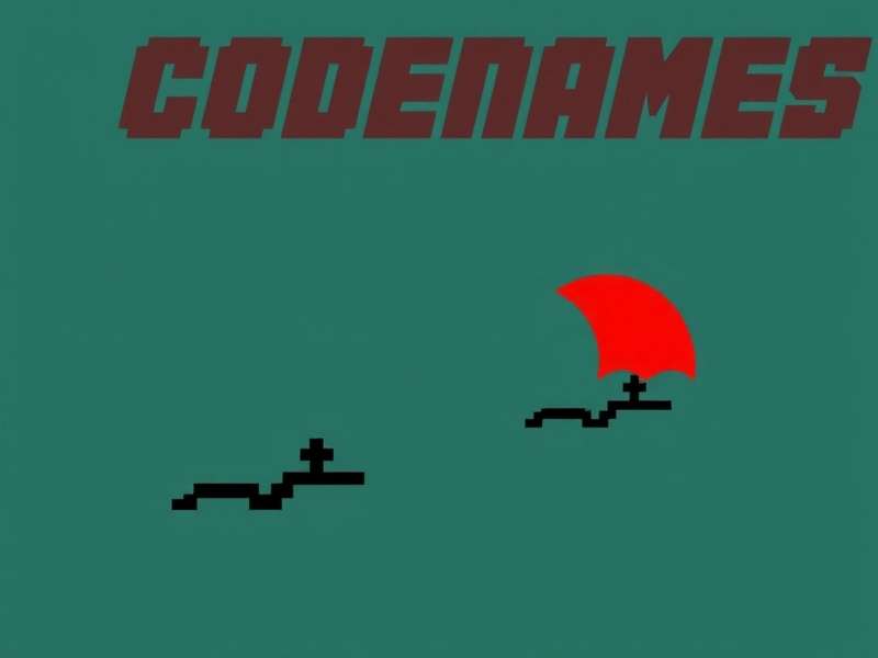 Codenames classic game setup with 25 word cards arranged in a 5x5 grid, red and blue agents marked